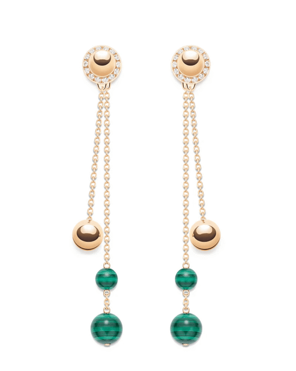 18K ROSE GOLD MALACHITE AND DIAMOND EARRING