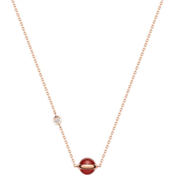 b2acd9f6406b44e37fe2a03fdf2628c4a0849273 18K ROSE GOLD CARNELIAN AND DIAMOND NECKLACE