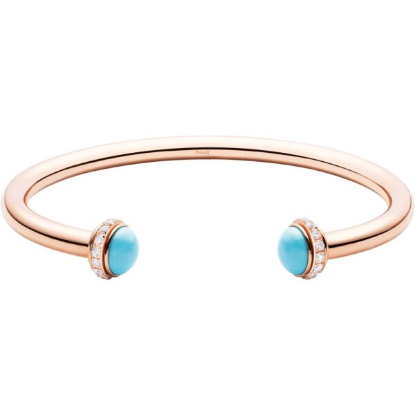 c425520df071916a02dea661e6c4f498bd5a5bb4 18K ROSE GOLD TURQUOISE AND DIAMOND BANGLE