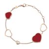 18K ROSE GOLD RED & DIA 5 MOTIF BRACELET