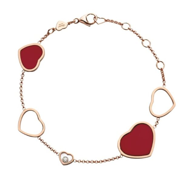 chopard-HH-naramok-WG-Red-min 18K ROSE GOLD RED & DIA 5 MOTIF BRACELET