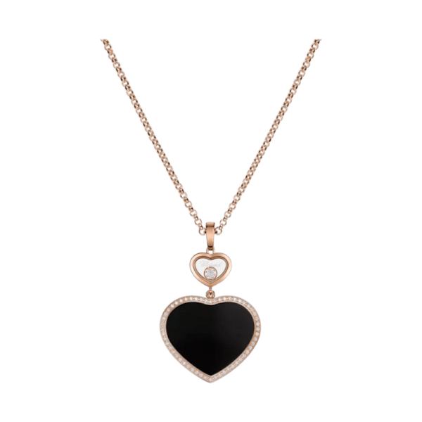 18K ROSE GOLD ONYX AND PAVE DIAMOND NECKLACE