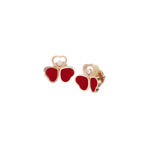 18K ROSE GOLD CARNELIAN AND DIAMOND EARRING